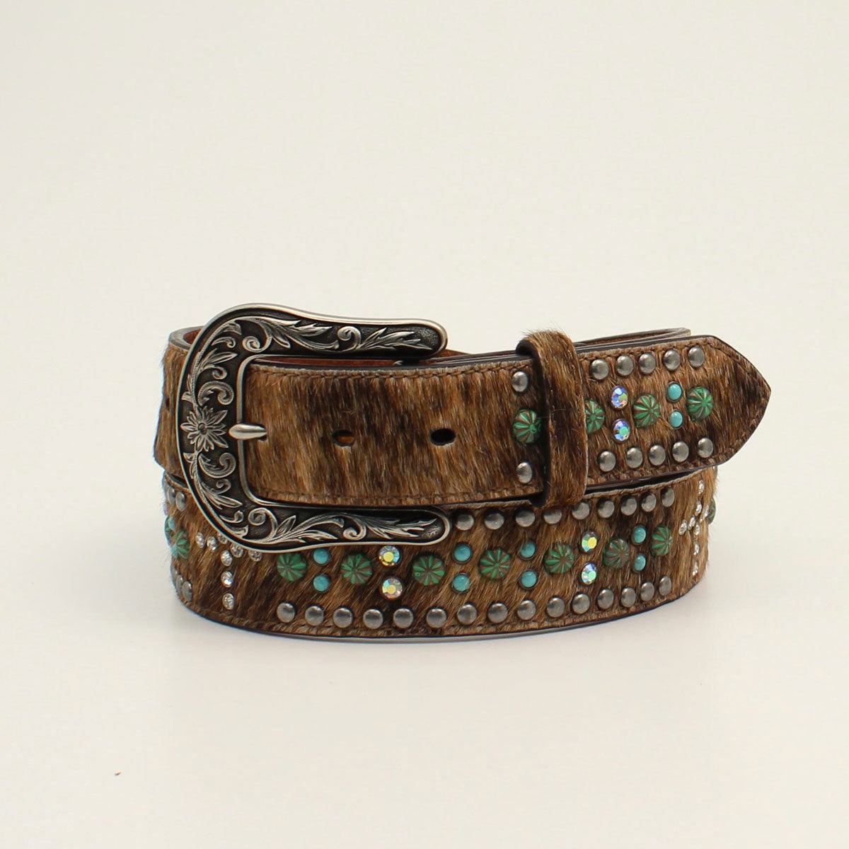 NOCONA WOMENS CALF HAIR STONE CROSS BELT