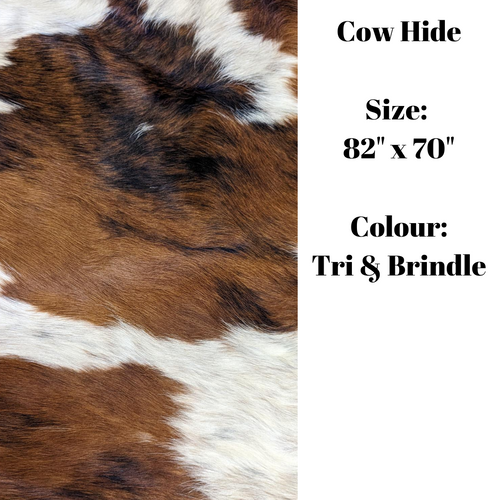 COW HIDE TRI BRINDLE 8O" X 70"