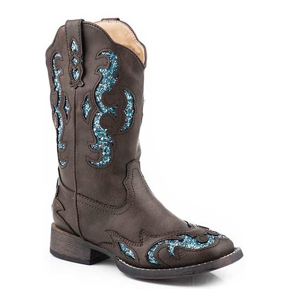 ROPER KIDS GLITTER BLUE UNDERLAY COWBOY BOOT