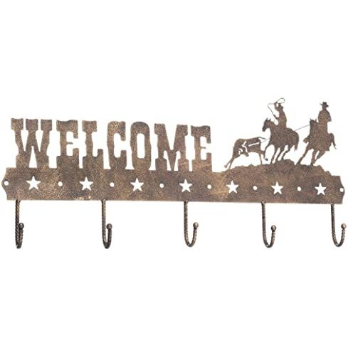 WELCOME SIGN WITH HOOKS TEAM ROPER - BRONZE