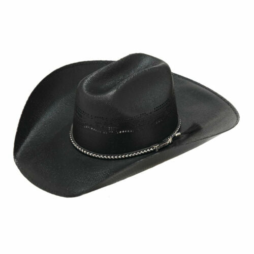 TWISTER BANGORA STRAW COWBOY HAT - BLACK