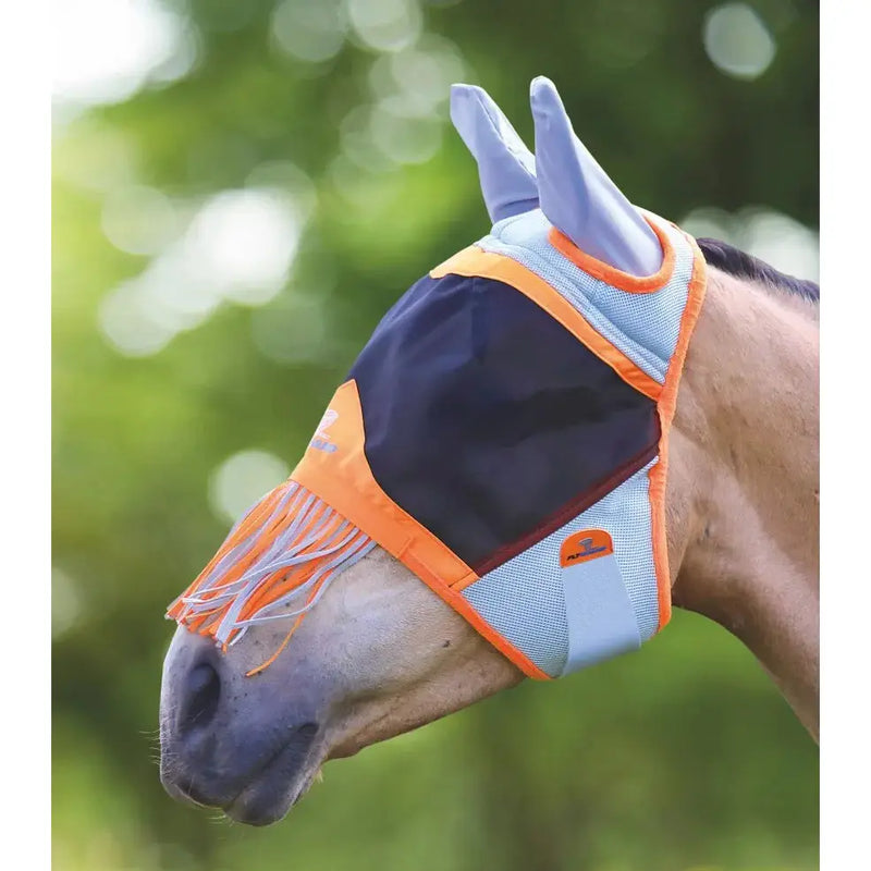 FLYGUARD PRO AIR MOTION FLY MASK WITH EARS AND FRINGE - ORANGE