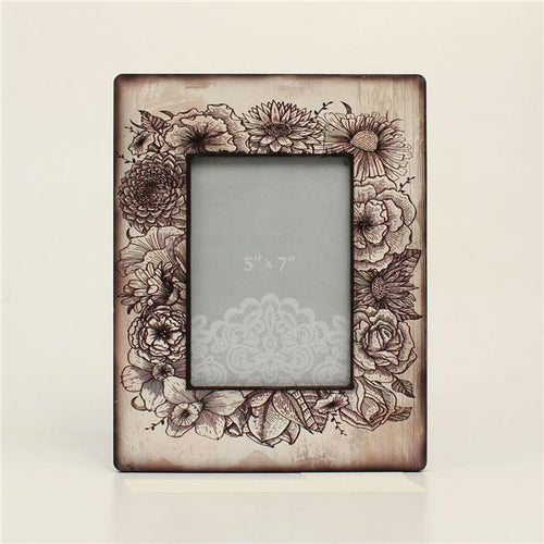 FLORAL DISTRESSED PICTURE FRAME 5"X7"