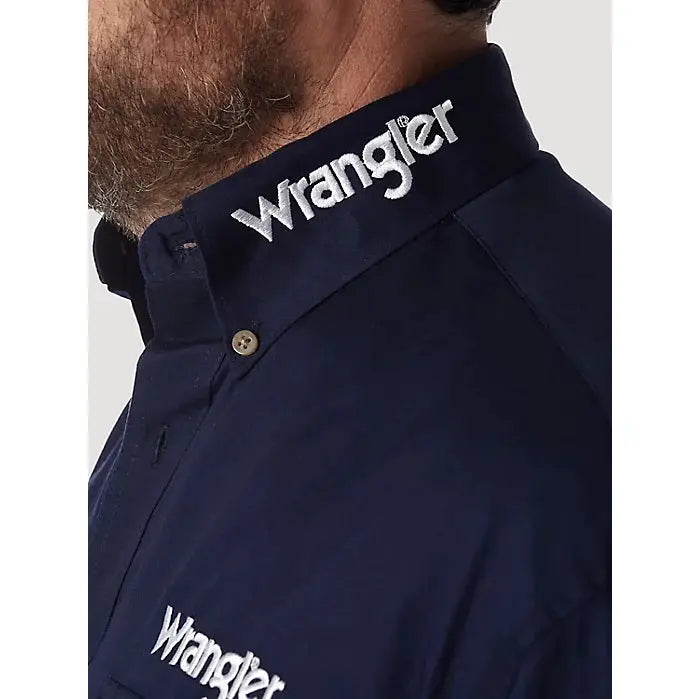 WRANGLER MENS LOGO BUTTON DOWN SHIRT - NAVY