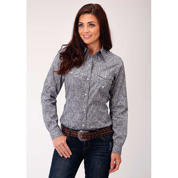 ROPER WOMENS PAISLEY PURPLE SHIRT