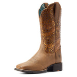 ARIAT WOMENS ROUND UP WIDE SQUARE TOE WESTERN BOOT