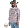 WRANGLER MENS GREY/CORAL PLAID SHIRT