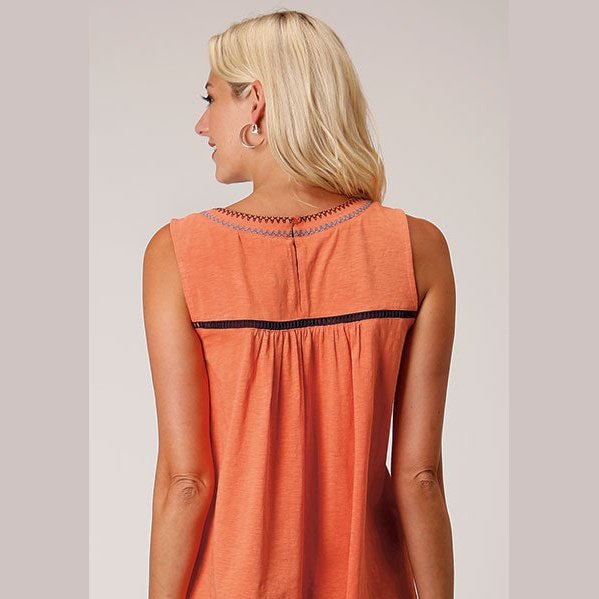 ROPER LADIES COTTON SLUB JERSEY TOP - ORANGE