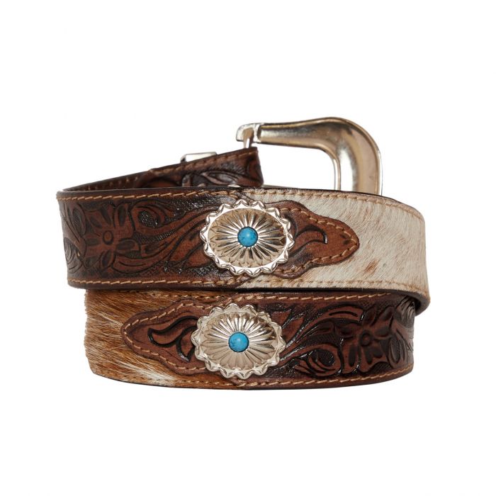 MYRA MIRKY BROWN HAND TOOLED LEATHER BELT