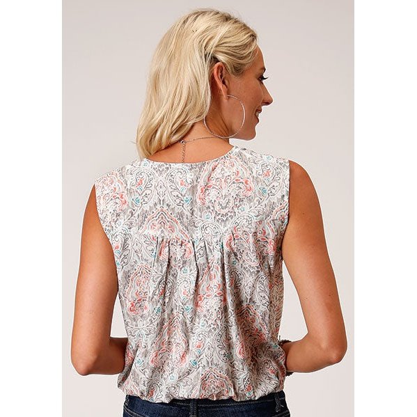 ROPER WOMENS DAMASK POLY CREPE SLEEVELESS TOP