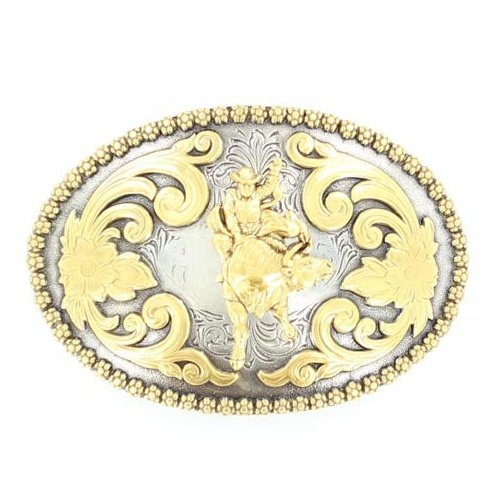 OVAL BUCKLE WITH BULL RIDER