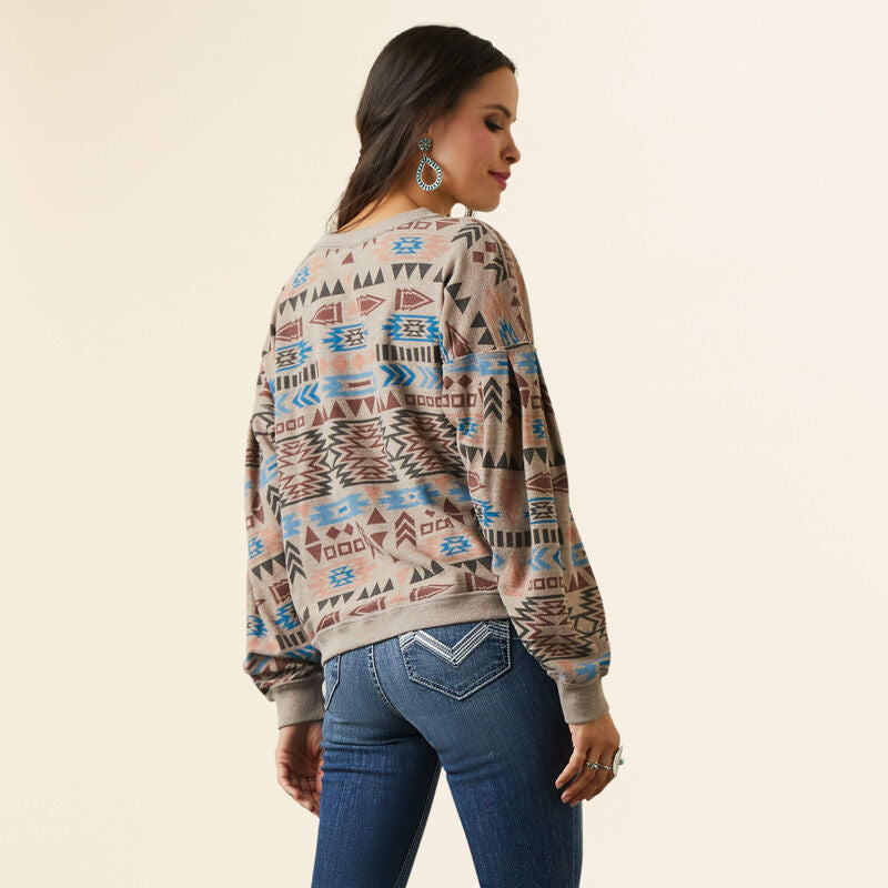 ARIAT WOMENS RAINBOW VISTA SWEATSHIRT - BRAZIL NUT