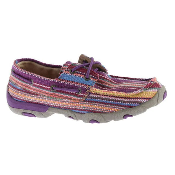 TWISTED X LADIES CANVAS DRIVING MOC - PURPLE MULTICOLOR