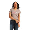 ARIAT WOMENS REAL LOGO SCRIPT TEE - IRON HEATHER