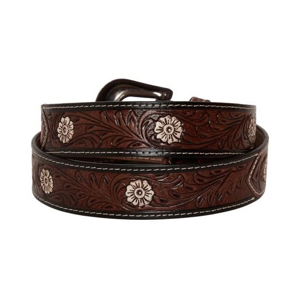MYRA PINK FEATHER HAND TOOLED LEATHER BELT