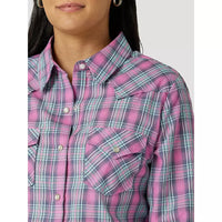 WRANGLER WOMENS ESSENTIAL SHIRT - BLUE/PINK