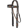 SILVER ROYAL AZTEC FLOWER BROW HEADSTALL & BREAST COLLAR SET