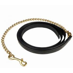 TORY LEATHER 1" LEAD WITH 24" BRASS CHAIN - HAVANNA