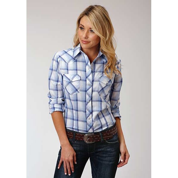 Roper Ladies Navy Blue Plaid