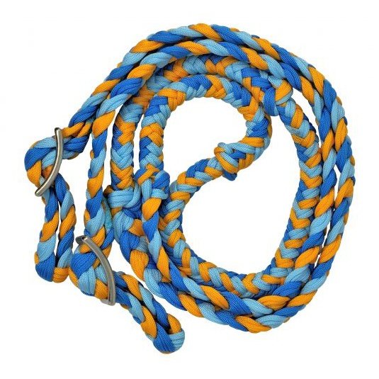 BRAIDED NYLON BRAIDED EASY GRIP REINS - OR/BL/BL