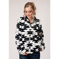 ROPER WOMENS POLAR FLEECE - BLACK WHITE AZTEC