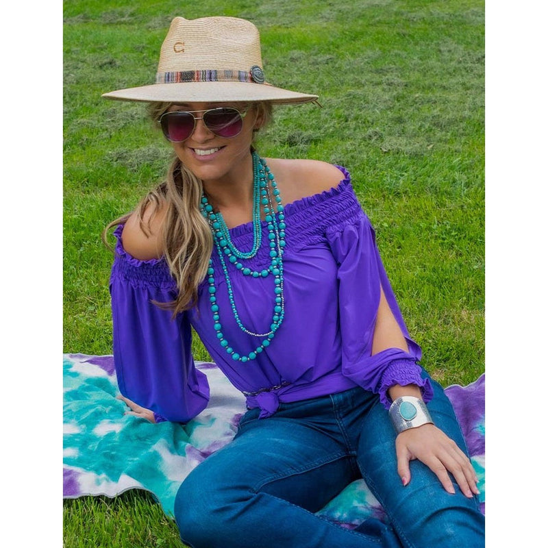 COWGIRL TUFF BREATHE INSTANT COOLING BLOUSE - PURPLE