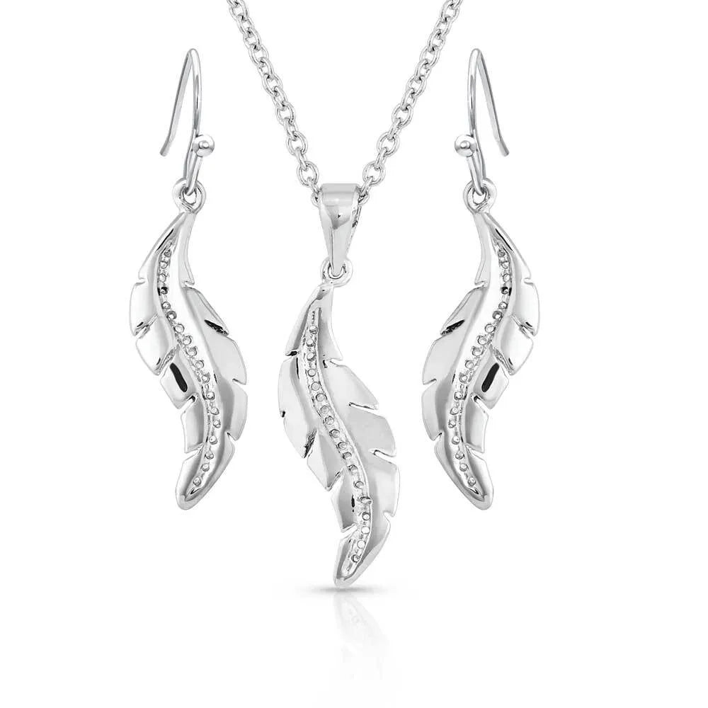 MONTANA SILVERSMITHS ALL ABOUT THE CURVE FEATHER JEWELRY SET