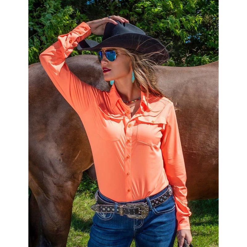 COWGIRL TUFF BREATHE INSTANT COOLING SHIRT - ORANGE