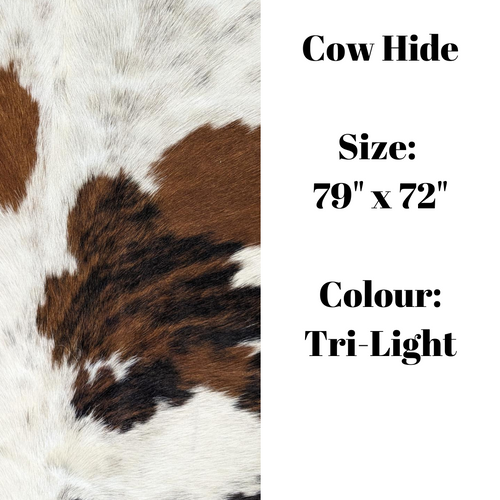 COW HIDE TRI COLOUR LIGHT 79" X 72"
