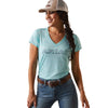 ARIAT WOMENS LAGUNA LOGO TOP - POOL BLUE