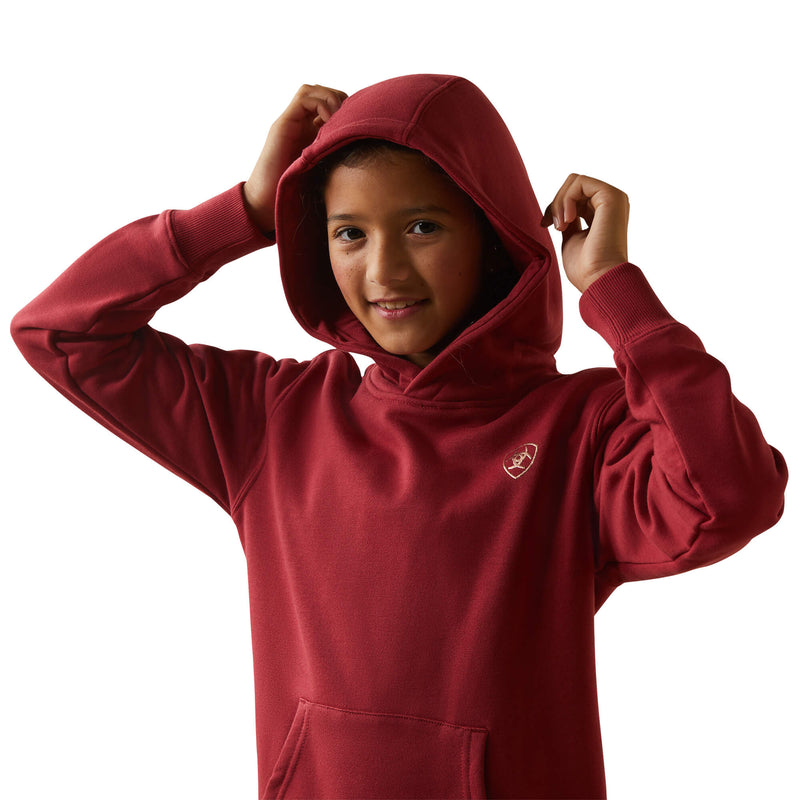 ARIAT GIRLS REAL ARM LOGO HOODIE - EARTH RED