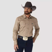 WRANGLER MENS WESTERN SNAP SHIRT - KHAKI