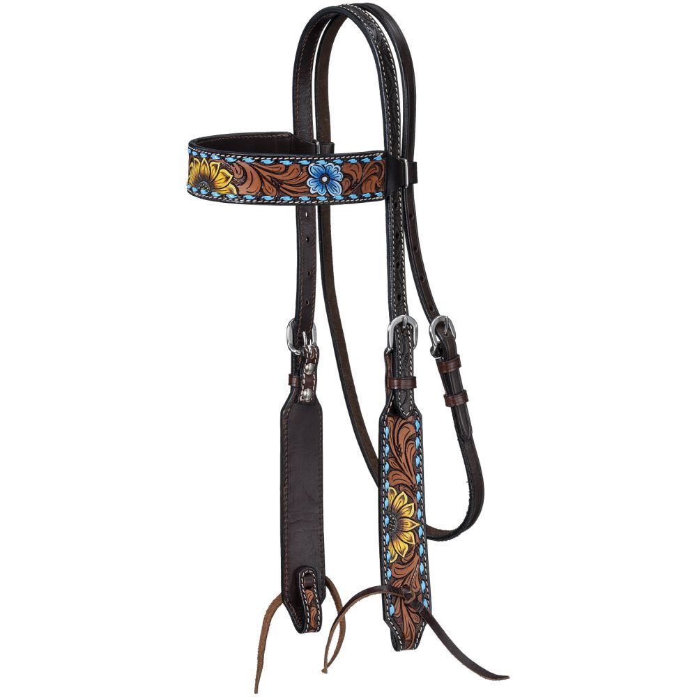 ROYAL KING SUNFLOWER & BUCKSTITCH BROWBAND HEADSTALL & BREAST COLLAR SET