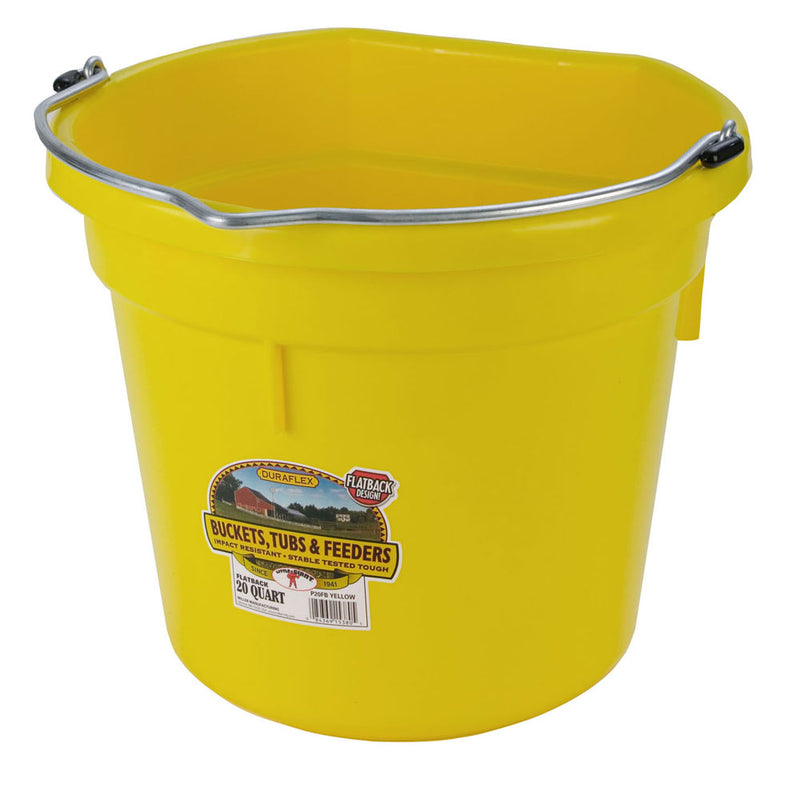 Little Giant® Flat Back Plastic Animal Feed Bucket, Animal  Feed Bucket with Metal Handle, Horse Feed & Water Bucket, 20 Quarts